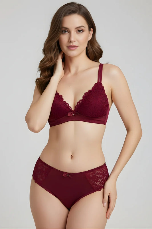 Luxe Shuttle Lace Bra &amp; Panty Set – White
